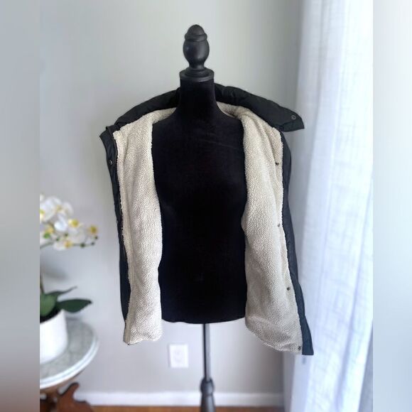 Roxy Hooded Jacket Faux Fur Sherpa Full Zip Black Size M - Picture 8 of 15